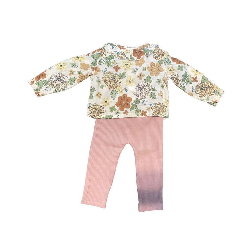 Bundle Mudpie Pantsand Angel Dear Blouse 3-6 Months Outfit Nwt